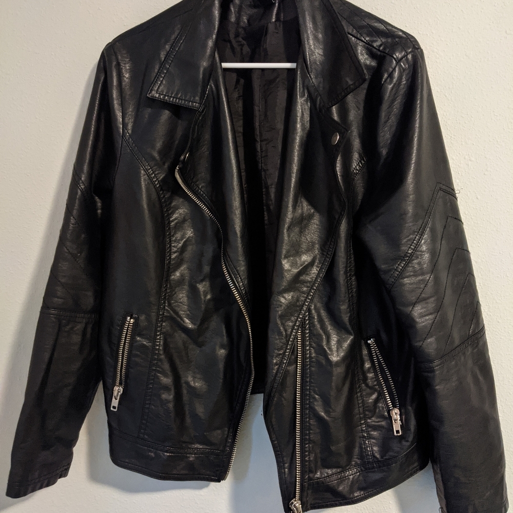 Asos new look vegan leather jacket black